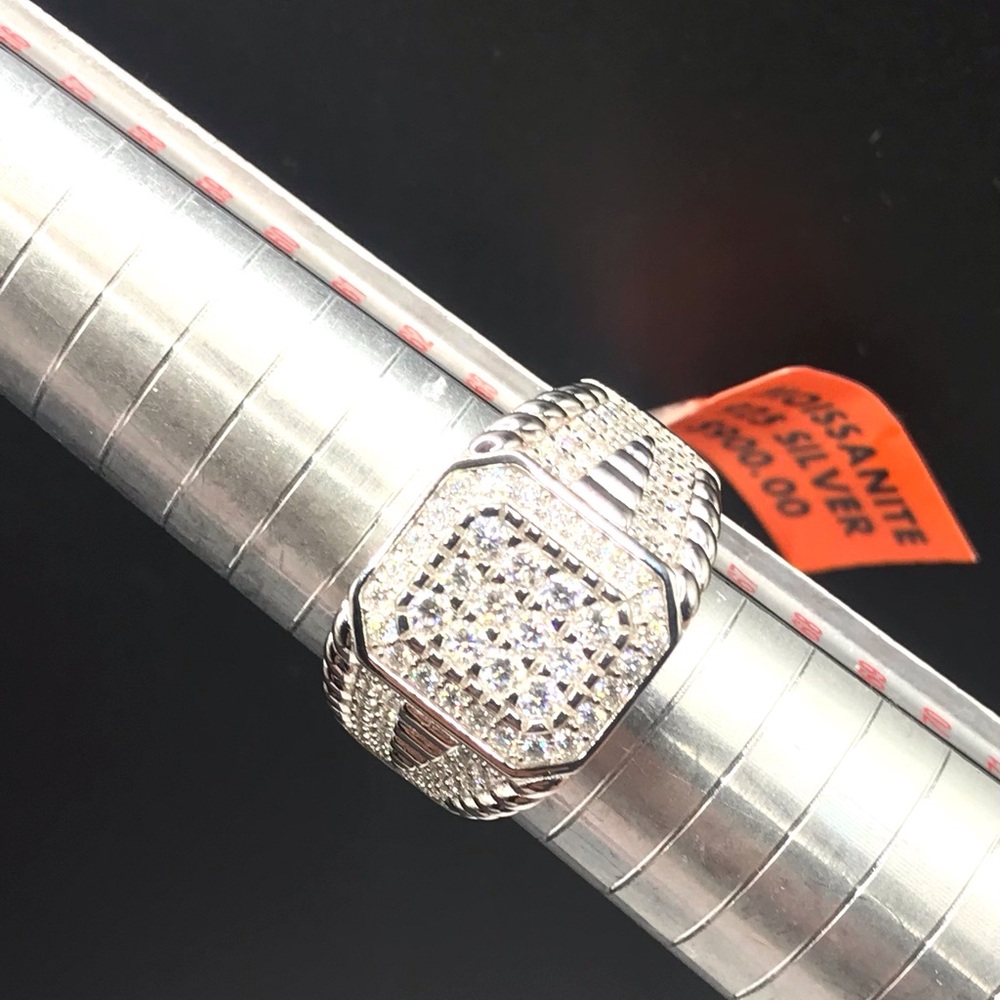 925 Sterling Silver 2.50CT MOISSANITE Men's Ring size 10 or 11 - Picture 7 of 15